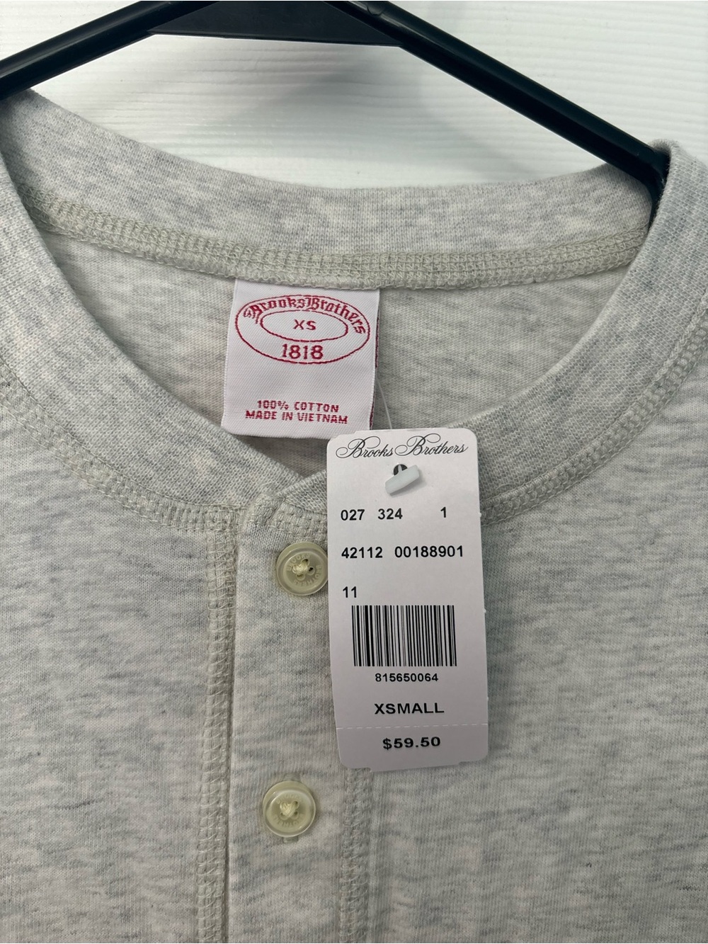 NWT Brooks Brother’s Henley Long Sleeve - Picture 3 of 4